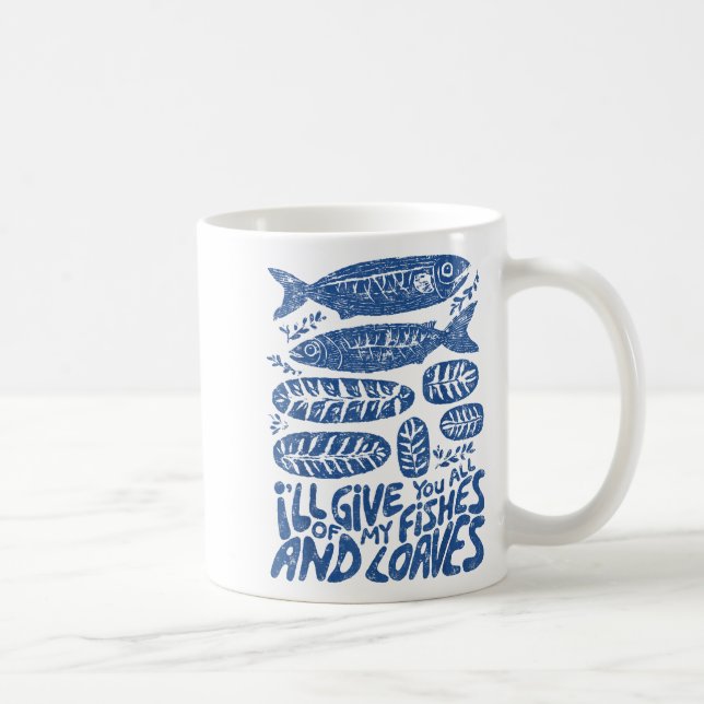 Caneca De Café Christian 2 Fishes 5 Breads 5000 Against  (Direita)