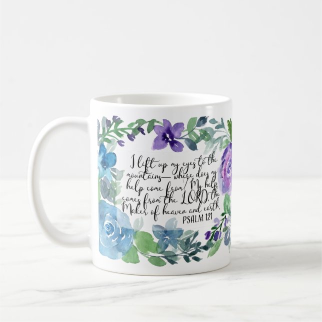 Caneca De Café Christian art Psalm 121 (Esquerda)