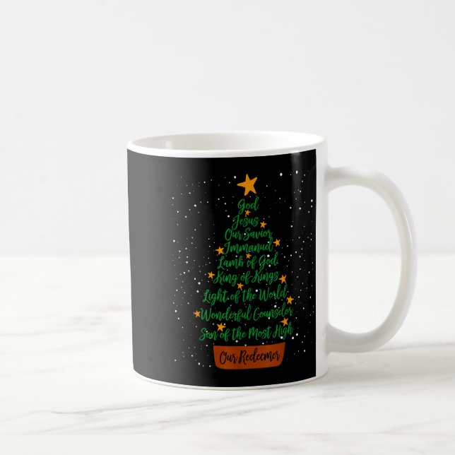 Caneca De Café Christian Christmas Jesus Bible Names Xmas Tree Sh (Direita)