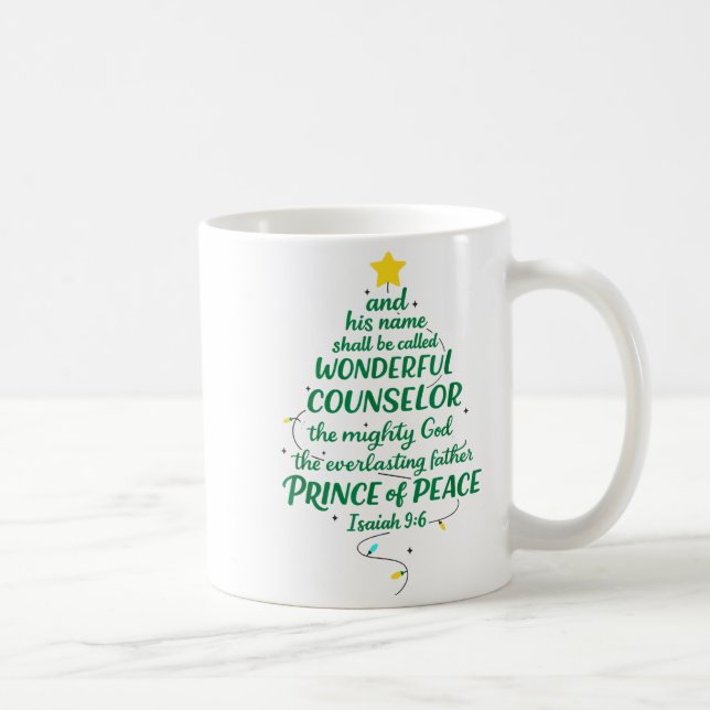 Caneca De Café Christian Christmas Jesus Bible Names Xmas Tree Sh (Direita)