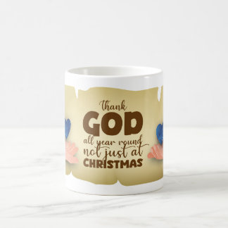 Caneca De Café Christian Christmas Thank God blue heart Mug