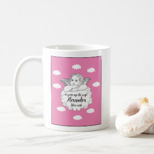 Caneca De Café Christian Cloud Angel Happy 60º aniversário rosa