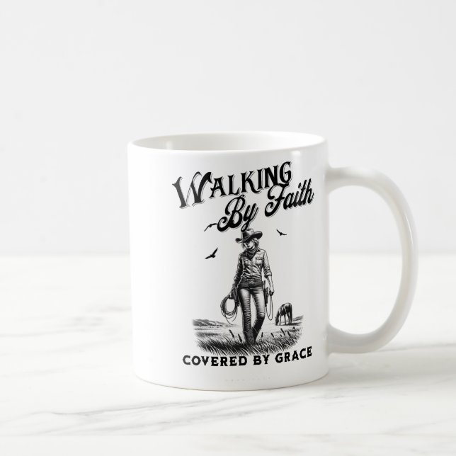 Caneca De Café Christian Cowgirl Bible Verse Western Jesus Faith  (Direita)