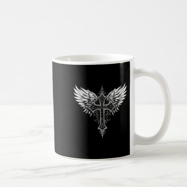 Caneca De Café Christian Cross Angel Religious  (Direita)