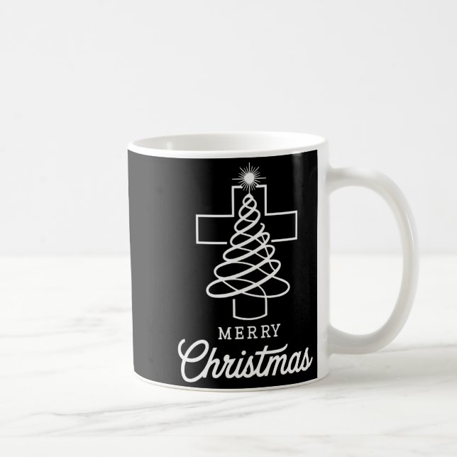 Caneca De Café Christian Cross Jesus Merry Christmas Xmas Tree Ho (Direita)