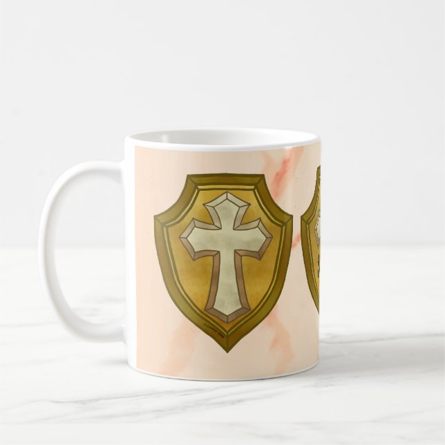 Caneca De Café Christian Cross Shield Mug (Esquerda)