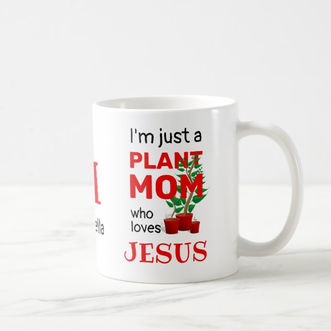 Caneca De Café Christian FANT MOM LOVES JESUS Monograma (Direita)