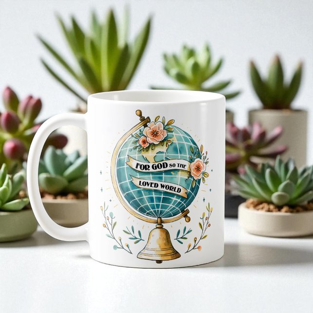 Caneca De Café Christian For God So Loved the World (Criador carregado)