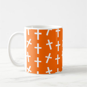 Caneca De Café Christian Jesus cruzou o padrão laranja
