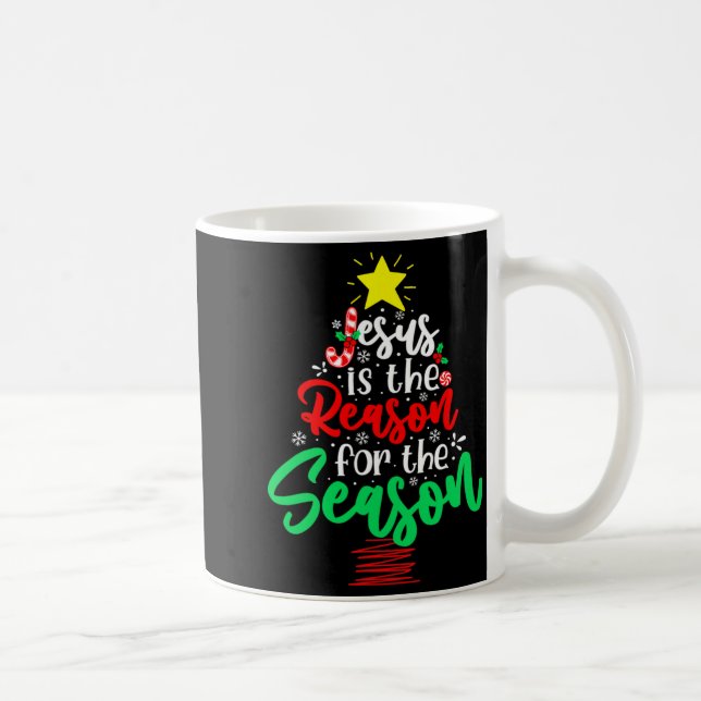 Caneca De Café Christian Jesus Is The Reason Christmas Xmas Tree  (Direita)