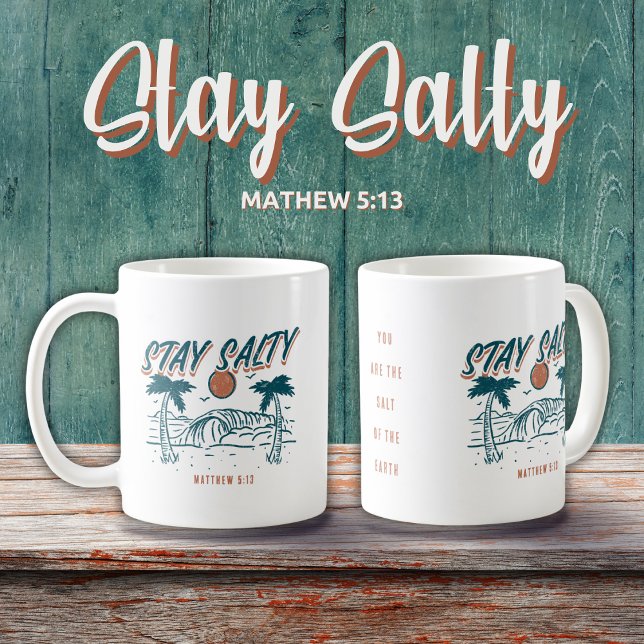 Caneca De Café Christian Keep Salty Matthew 5:13 Retro Beach (Criador carregado)