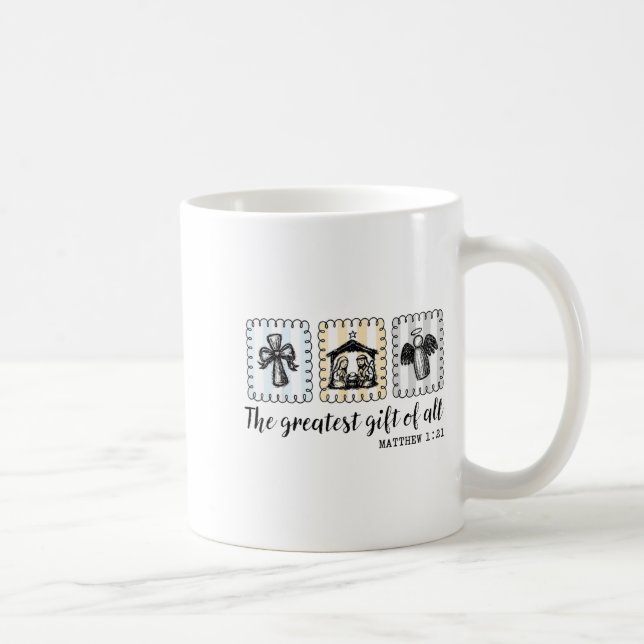 Caneca De Café Christian Nativity Scene The Greatest Gift Of All  (Direita)