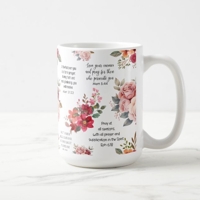 Caneca De Café Christian PRAYER Peach Floral (Direita)