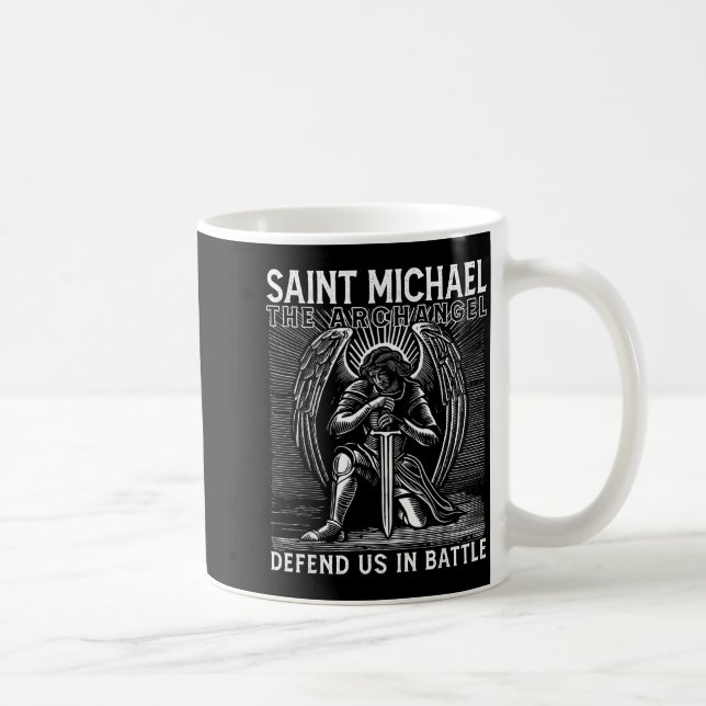 Caneca De Café Christian Saint Michael Catholic Saint Defend Us I (Direita)