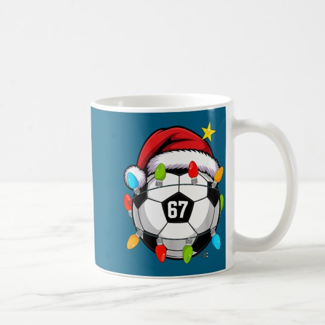 Caneca De Café Christmas 67 Meme Soccer Ball Santa Hat Funny Xmas (Direita)