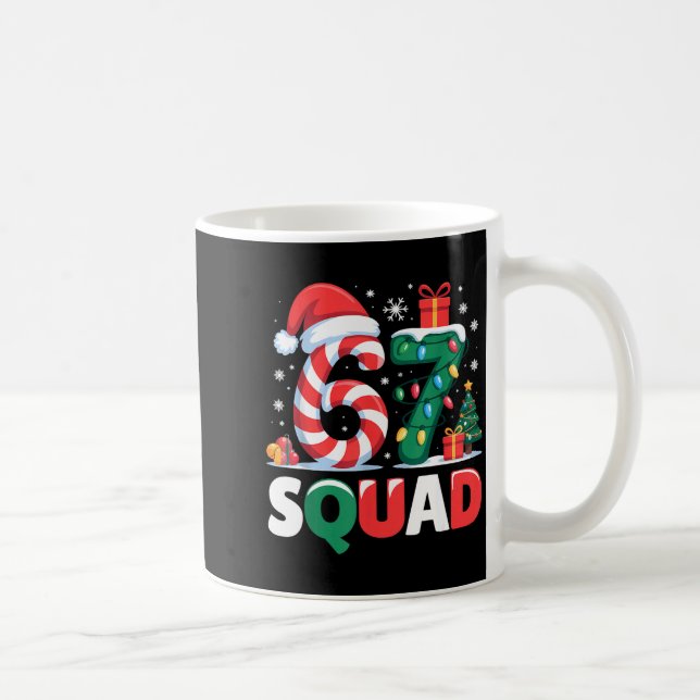 Caneca De Café Christmas 67 Squad Brainrot Funny Candy Cane Light (Direita)