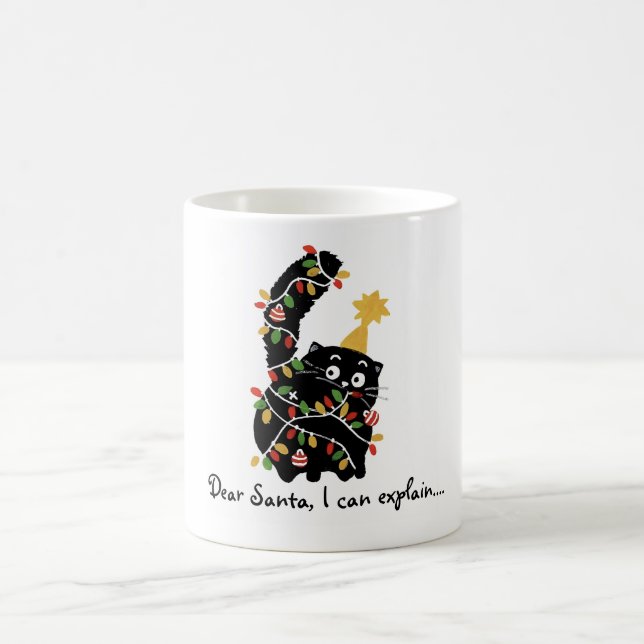 Caneca De Café Christmas Aesthetic Santa Cat Cute Funny (Centro)