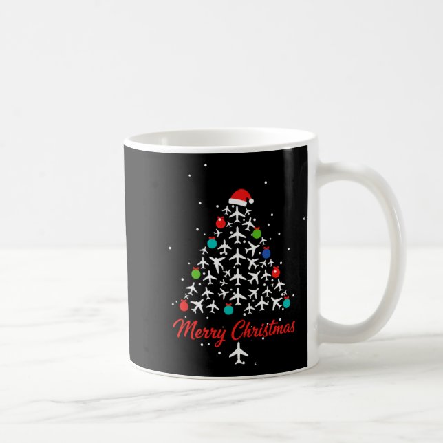 Caneca De Café Christmas Airplane Tree Merry Christmas Lot Travel (Direita)