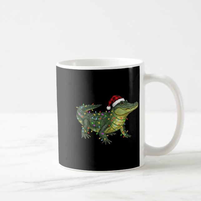 Caneca De Café Christmas Alligator Holiday Reptile Funny Festive  (Direita)