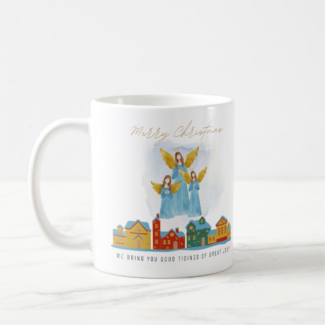Caneca De Café Christmas Angels Bring Joy and Tidings Home Decor! (Esquerda)