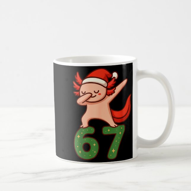 Caneca De Café Christmas Axolotl Dabbing 67 Meme Six Seven Funny  (Direita)