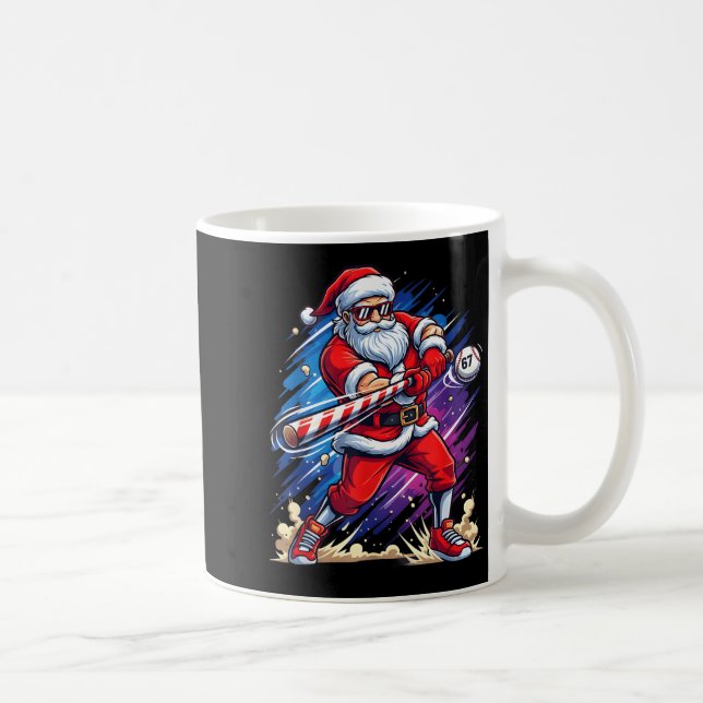 Caneca De Café Christmas Baseball Funny Santa Game Day Xmas Boys  (Direita)