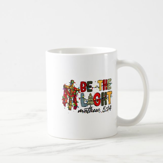 Caneca De Café Christmas Be The Light Sun Matthew 5_14 Bible Chri (Direita)