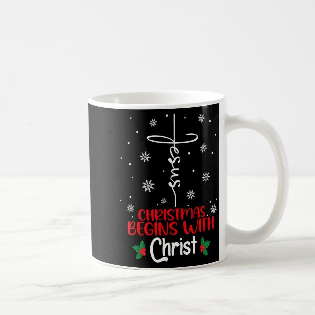 Caneca De Café Christmas Begins With Christ Religious Christmas X (Direita)