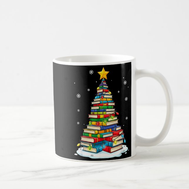 Caneca De Café Christmas Book Tree Funny Librarians Books Lover  (Direita)