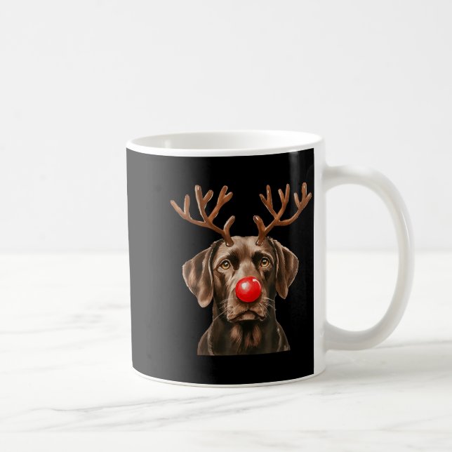 Caneca De Café Christmas Brown Labrador Retriever Reindeer Dog Lo (Direita)