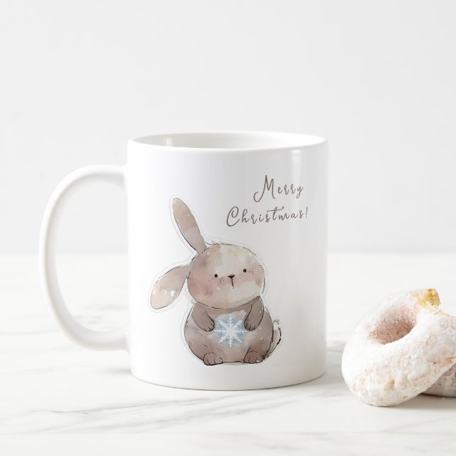 Caneca De Café Christmas Bunny and Snowflake, personalized (Com Donut)