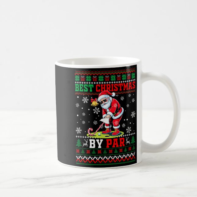 Caneca De Café Christmas By Par Santa Sweater Playing Golf Golfer (Direita)