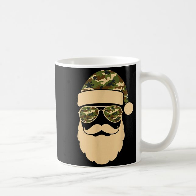 Caneca De Café Christmas Camo Santa Sungles Hat Beard Cool Milita (Direita)