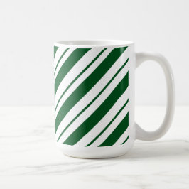 Caneca De Café Christmas Candy Cane Stripes in Green and White