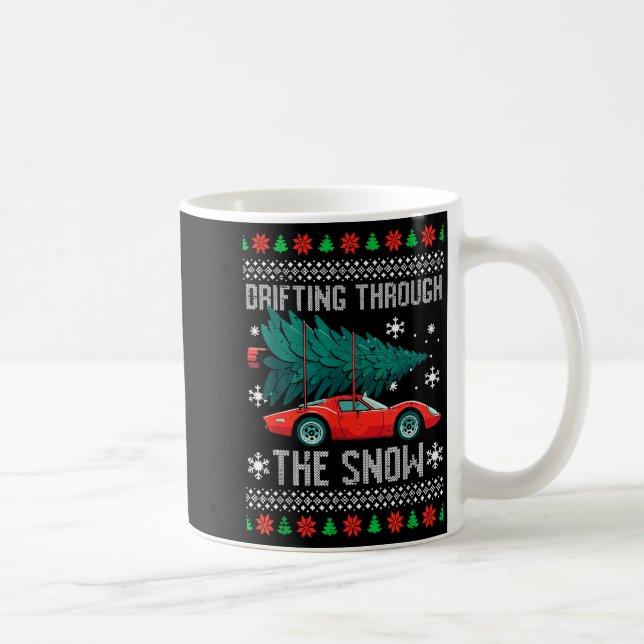 Caneca De Café Christmas Car Drifting Through Snow Ugly Xmas Men  (Direita)
