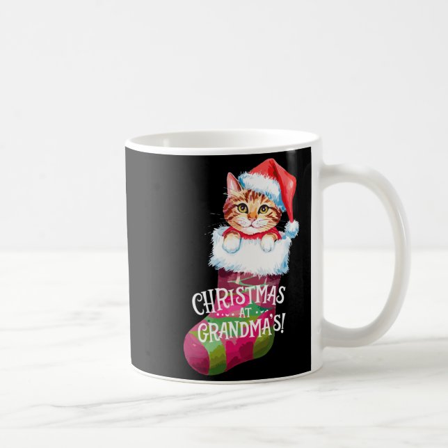 Caneca De Café Christmas Cat _ Christmas At Grandma Cat _ Cute Ca (Direita)