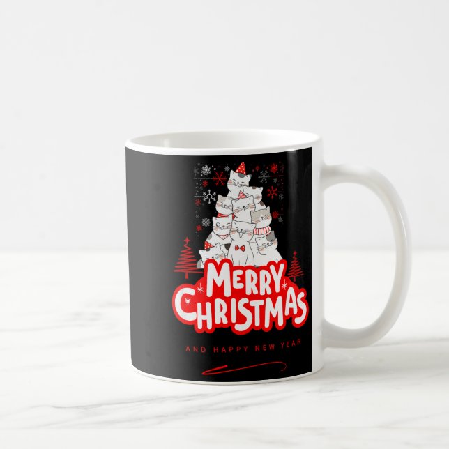 Caneca De Café Christmas Cat Tee – Festive Kitty Holiday Art  (Direita)