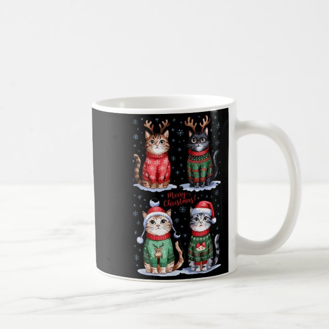Caneca De Café Christmas Cats _ Merry Christmas Cats Graphic  (Direita)