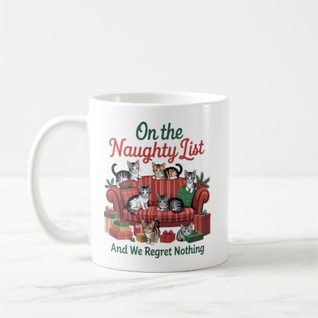 Caneca De Café Christmas Cats On The Naughty List 90s Retro Cat (Esquerda)