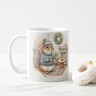 Caneca De Café Christmas Chipmunk in Sweater 