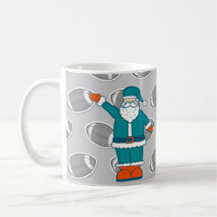 Caneca De Café christmas cor de laranja azul teal santa claus