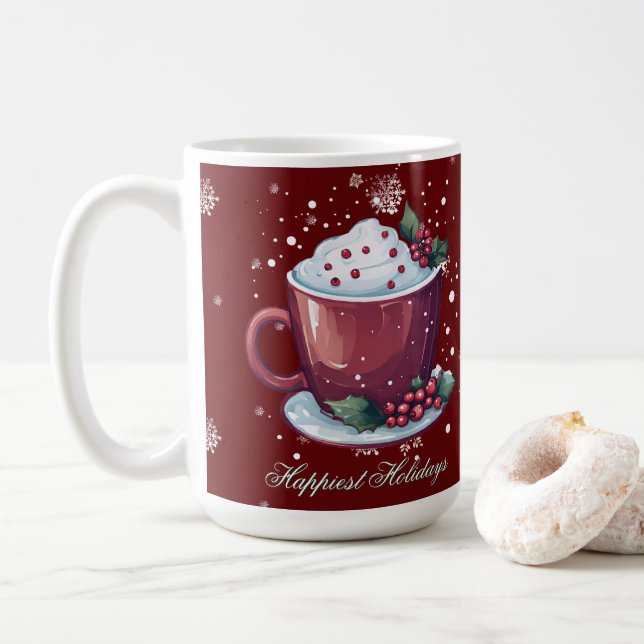Caneca De Café Christmas Cup of Hot Chocolate | Red Coffee Mug (Com Donut)