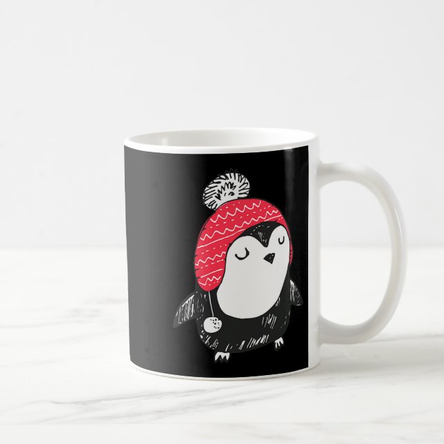 Caneca De Café Christmas Cute Baby Penguin Wearing Winter Hat W_e (Direita)