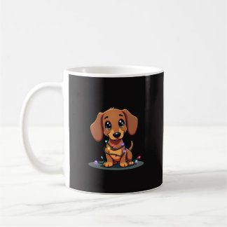 Caneca De Café Christmas Dachshund Lights (1)