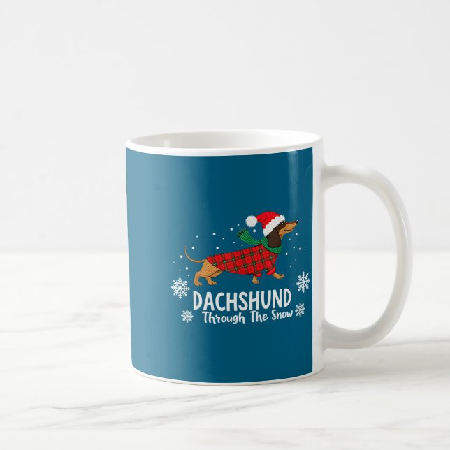 Caneca De Café Christmas Dachshund Through The Snow Wiener Dog Sa (Direita)