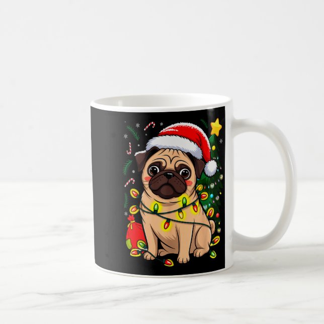 Caneca De Café Christmas Dog Santa Clause Pug Puppy X-mas  (Direita)