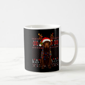 Caneca De Café Christmas Dog With Hat And Lights - Funny Holiday