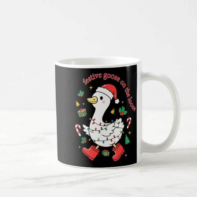 Caneca De Café Christmas Festive Goose On The Loose Silly Goose X (Direita)