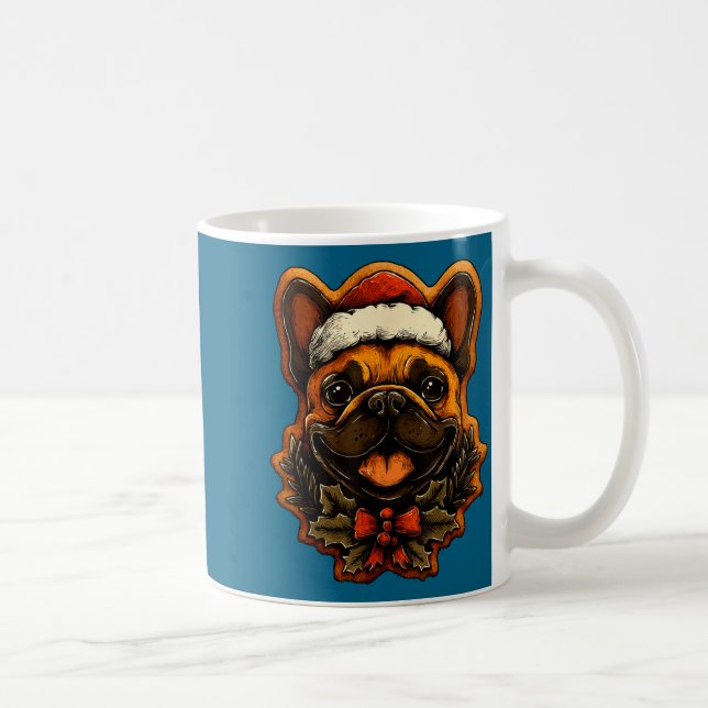 Caneca De Café Christmas French Bulldog With Santa Hat Gingerbrea (Direita)