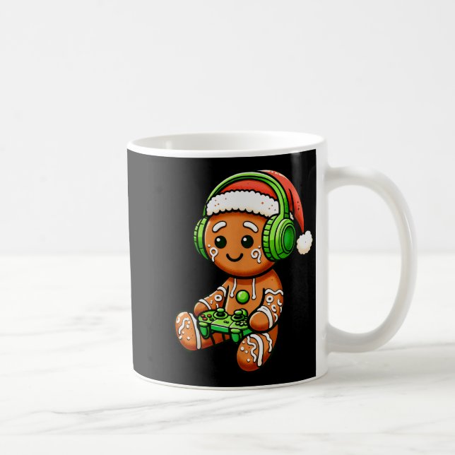 Caneca De Café Christmas Gamer Gingerbread Santa Hat Xmas Gaming  (Direita)